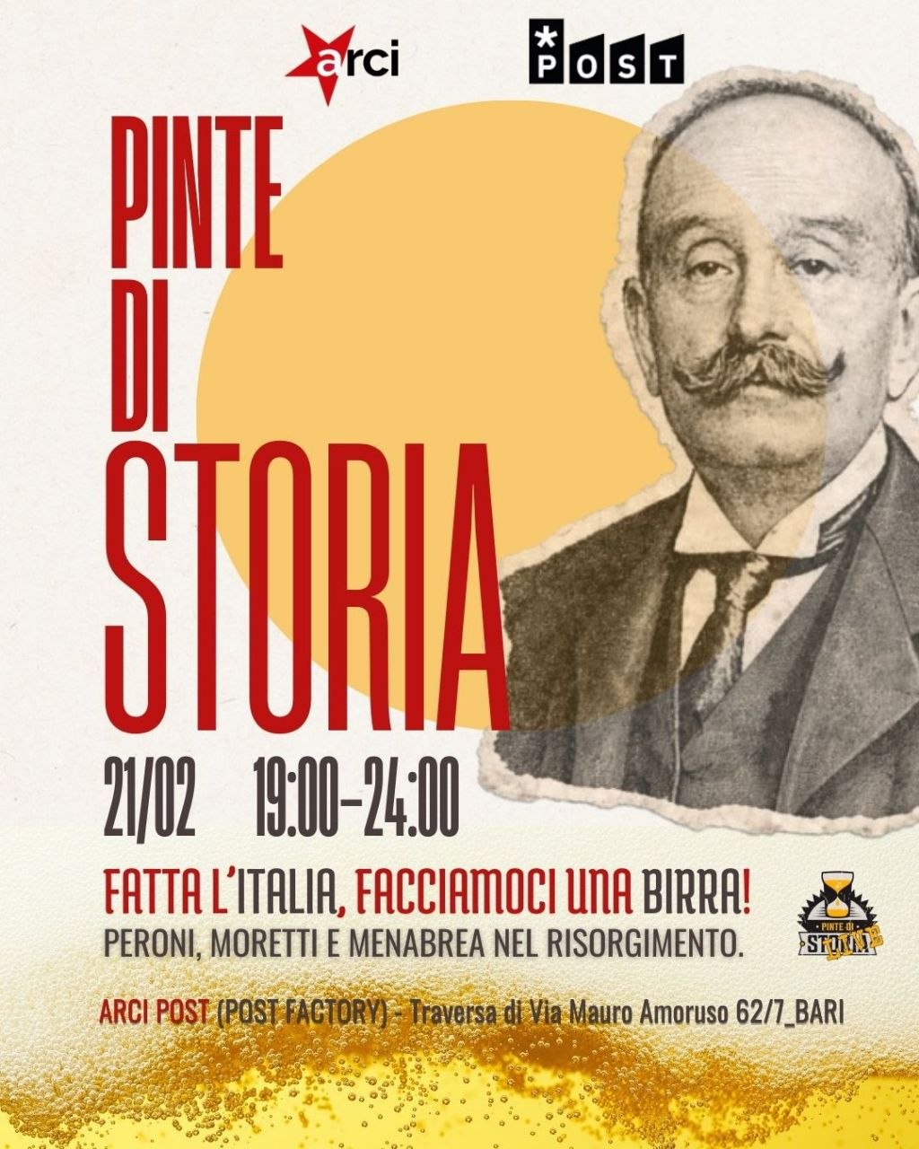 Locandina di Pinte di Storia: Fatta l'Italia, facciamoci una birra!