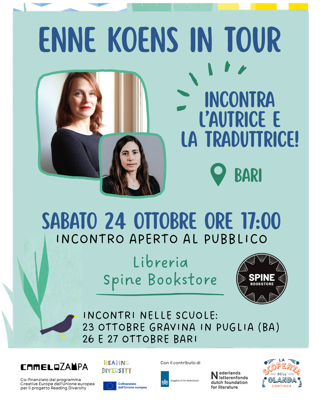 Locandina di ENNE KOENS in tour. Incontro e firmacopie a Bari da Spine