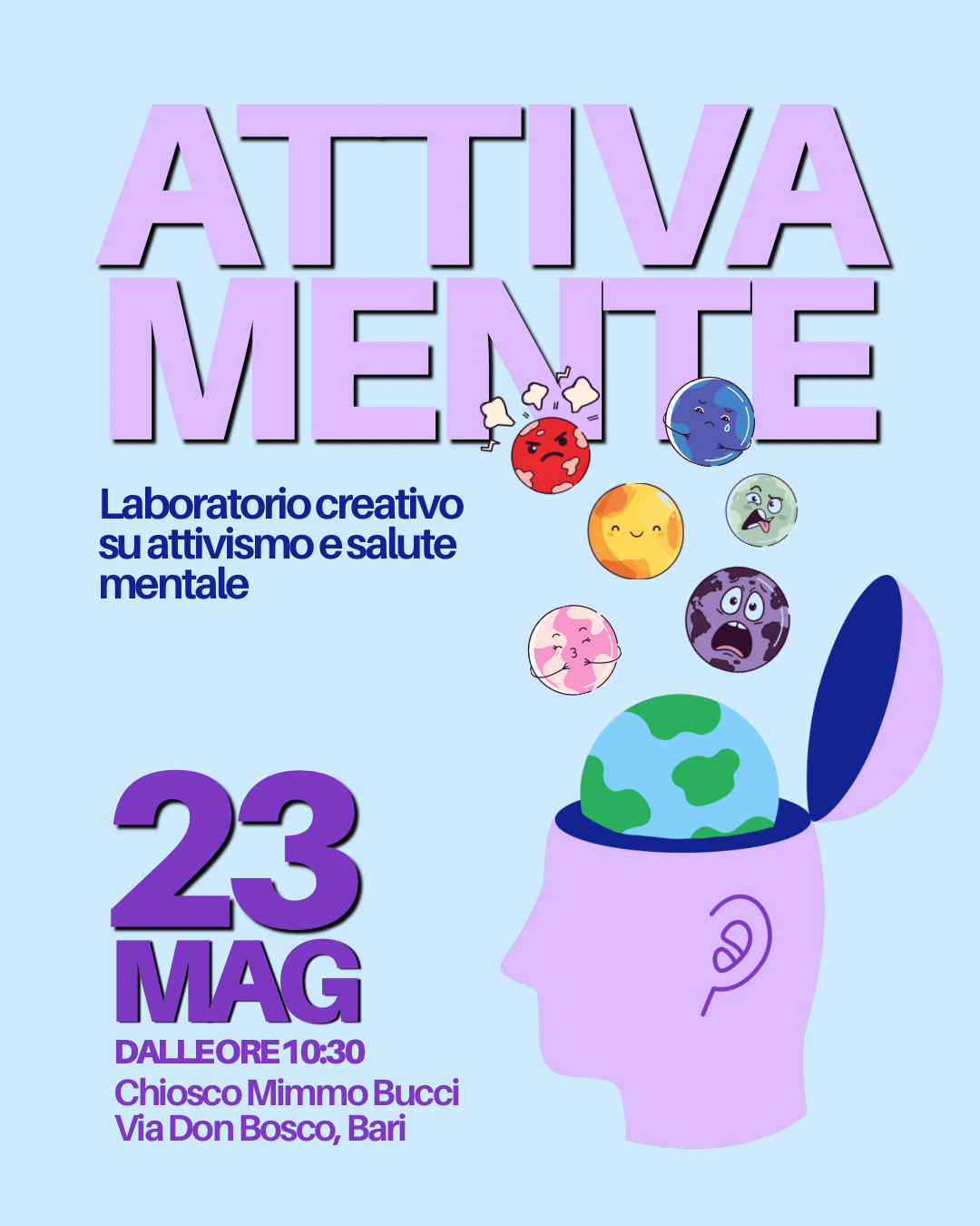 Locandina di ATTIVA-MENTE - Laboratorio creativo su attivismo e salute mentale
