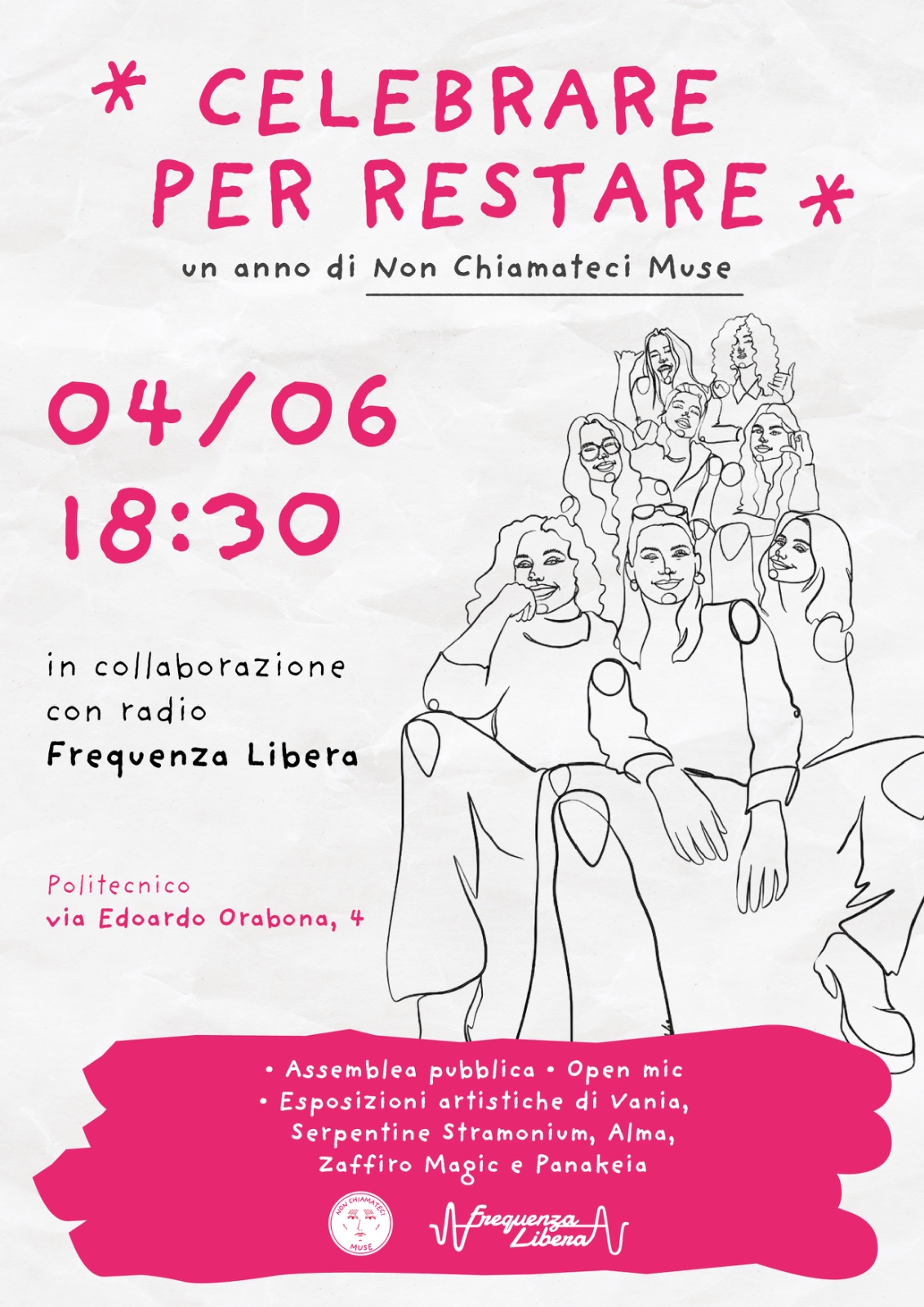 Locandina di Celebrare per restare, un anno di Non Chiamateci Muse