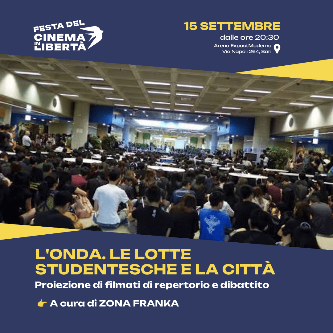 Locandina di 𝑳'𝑶𝒏𝒅𝒂. 𝑳𝒆 𝒍𝒐𝒕𝒕𝒆 𝒔𝒕𝒖𝒅𝒆𝒏𝒕𝒆𝒔𝒄𝒉𝒆 𝒆 𝒍𝒂 𝒄𝒊𝒕𝒕𝒂̀ - Festa del Cinema in Libertà 2026