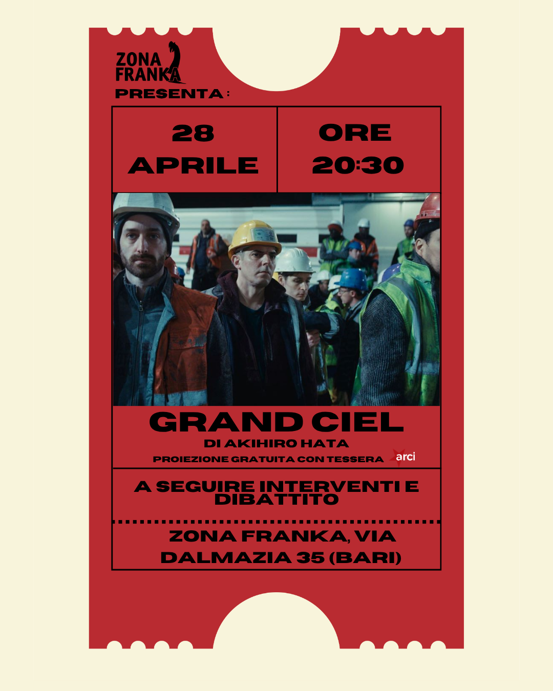 Locandina di ✊🏼👷‍♀️👷🛠️VERSO IL 1 MAGGIO  🎥CINEZONA PRESENTA: Grand Ciel di Aikhiro Hata