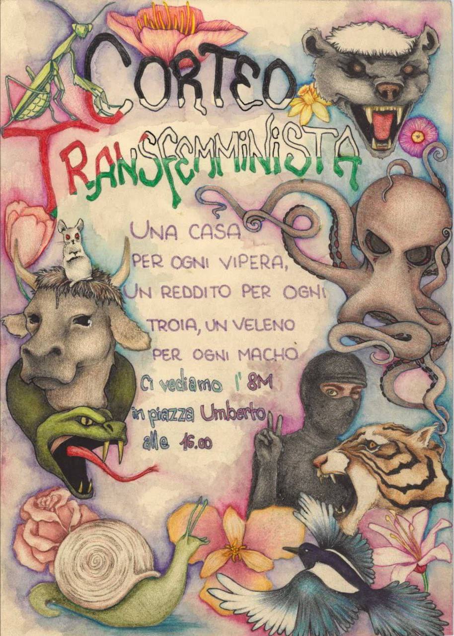 Locandina di ⚧️🐍 L8 MARZO CORTEO TRANSFEMMINISTA